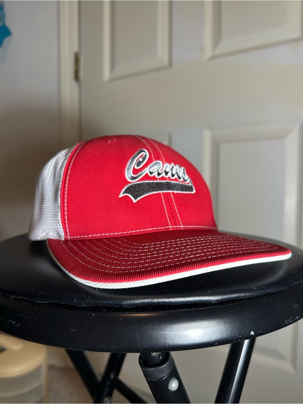 CANES Red and White Mesh Trucker Hat - Curved Bill